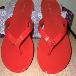 Tory Burch Studded Jelly Thong Sandals brand new. Bright Orange.